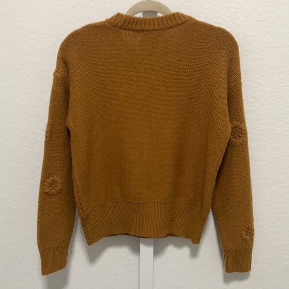 Madewell Flower Embroidered Burnt Yellow Pullover Sweater - Picture 5 of 8